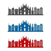 skyline di milano illustrato su sfondo bianco vettore