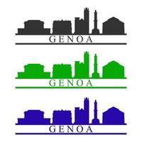 skyline di genova illustrato su sfondo bianco vettore