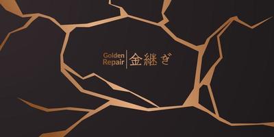 kintsugi golden crack restauro sfondo texture banner vettore