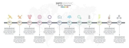 progettazione infografica timeline per 12 mesi con concetto di business vettore