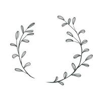 ghirlanda floreale con cornice disegnata a mano con foglie per il matrimonio vettore