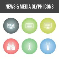 set di icone vettoriali di notizie e media unici