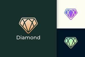 gemma di lusso o logo gioiello a forma di diamante con colore oro vettore