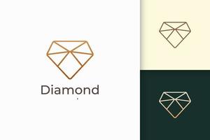 gemma di lusso o logo gioiello a forma di linea di diamante con colore oro vettore