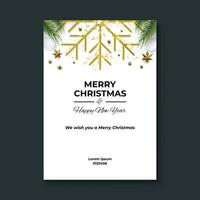 allegro Natale e contento nuovo anno. saluto carta o manifesto modello design con bellissimo decorazione vettore