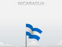 bandiera del nicaragua che sventola sotto il cielo bianco vettore