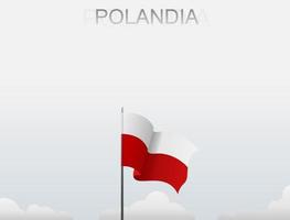 bandiera della polonia che sventola sotto il cielo bianco vettore