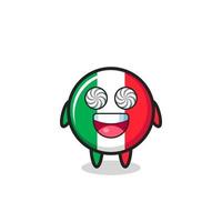 simpatico personaggio bandiera italia con occhi ipnotizzati vettore