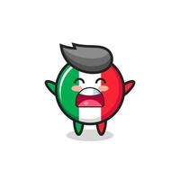 simpatica mascotte della bandiera italiana con un'espressione di sbadiglio vettore