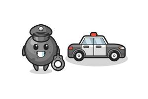 mascotte dei cartoni animati di palla di cannone come una polizia vettore