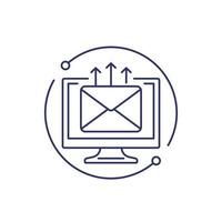 servizio di posta elettronica, icona della linea di distribuzione della posta vettore