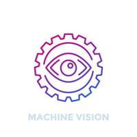 icona di visione artificiale, vettore di linea di riconoscimento visivo del computer