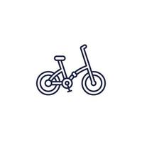 icona della linea di bici pieghevole su bianco vettore