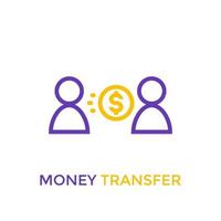 icona di trasferimento di denaro su bianco vettore