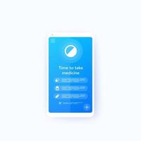 Promemoria pillola app mobile ui design, vector