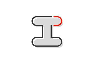 nero rosso grigio lettera i alfabeto logo design icona per azienda vettore
