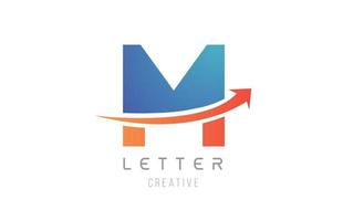 disegno dell'icona dell'alfabeto lettera m arancione blu per modello aziendale vettore