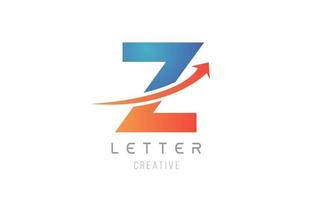 disegno dell'icona dell'alfabeto lettera z blu arancione per modello aziendale vettore