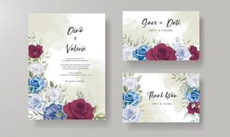 elegante carta di invito a nozze con ornamenti di rose vettore