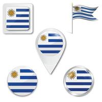 set di icone della bandiera nazionale dell'uruguay vettore