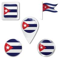 set di icone della bandiera nazionale di cuba vettore