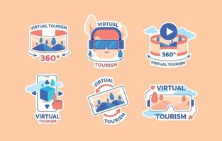 adesivo del concetto di turismo virtuale vr