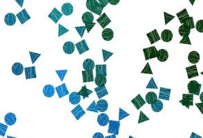 modello vettoriale azzurro, verde con cristalli, cerchi, quadrati.