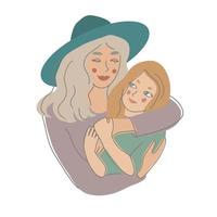 madre che abbraccia figlia, illustrazione vettoriale in stile cartone animato