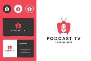 podcast televisione spazio negativo logo design vettore