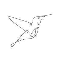 disegno a linea singola del disegno minimalista del colibrì vettore