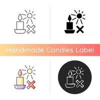 proteggi le candele dalla luce solare diretta icona etichetta manuale vettore