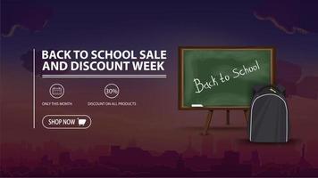 torna a scuola vendita e settimana di sconto, banner di sconto vettore