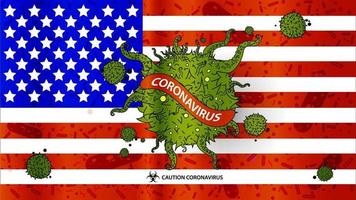 bandiera usa .sign coronavirus. illustrazione vettoriale. vettore