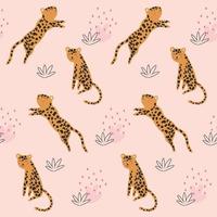 modello infantile senza soluzione di continuità con leopardi dei cartoni animati vettore