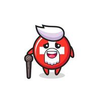 il simpatico distintivo della bandiera svizzera il nonno tiene in mano un bastone vettore