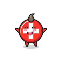 felice bambino bandiera svizzera distintivo personaggio dei cartoni animati vettore