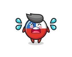 illustrazione del fumetto del distintivo della bandiera del Cile con gesto di pianto vettore