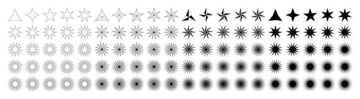 impostato di nero e bianca stelle forma vettore clipart collezione