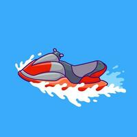 Jet sciare barca cartone animato vettore icona illustrazione. mezzi di trasporto oggetto icona concetto isolato premio vettore. piatto cartone animato stile