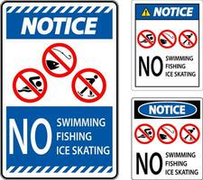 divieto cartello Avviso - no nuoto, pesca, ghiaccio pattinando vettore