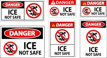Pericolo cartello ghiaccio non sicuro vettore