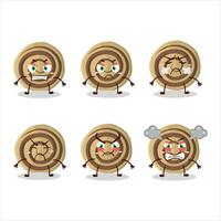 biscotti spirale cartone animato personaggio con vario arrabbiato espressioni vettore