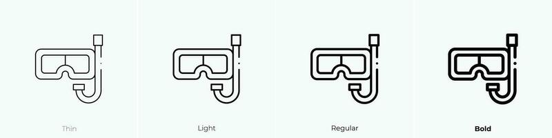 autorespiratore immersione icona. sottile, luce, regolare e grassetto stile design isolato su bianca sfondo vettore
