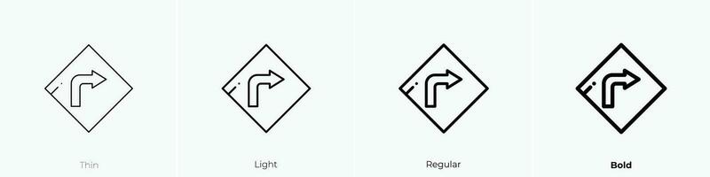 giusto icona. sottile, luce, regolare e grassetto stile design isolato su bianca sfondo vettore