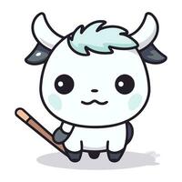 carino yak portafortuna personaggio vettore design. carino cartone animato mucca mascotte.