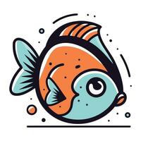 carino cartone animato pesce carattere. vettore illustrazione nel scarabocchio stile.