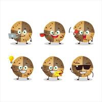 Dolcemente biscotti cartone animato personaggio con vario tipi di attività commerciale emoticon vettore