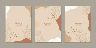 copertina pagina modelli. universale astratto layout. mano disegnato floreale decorazioni. astratto boho botanico sfondo a4 dimensione per prenotare, raccoglitore, diario, pianificatore, opuscolo, taccuino, Catalogare vettore