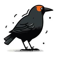 corvo cartone animato vettore illustrazione. carino nero uccello su bianca sfondo.