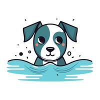 carino cane portafortuna con costumi da bagno nel il mare vettore illustrazione design